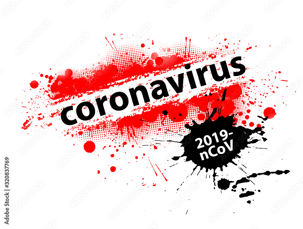Obraz premium Stop coronavirus. 2019-nCoV danger and public health risk disease and flu outbreak. Pandemic medical concept with dangerous cells. Vector illustration