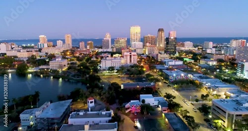 4K Aerial Dolly Video at 12x Speed of Waterfront of Downtown St Petersburg, FL photo