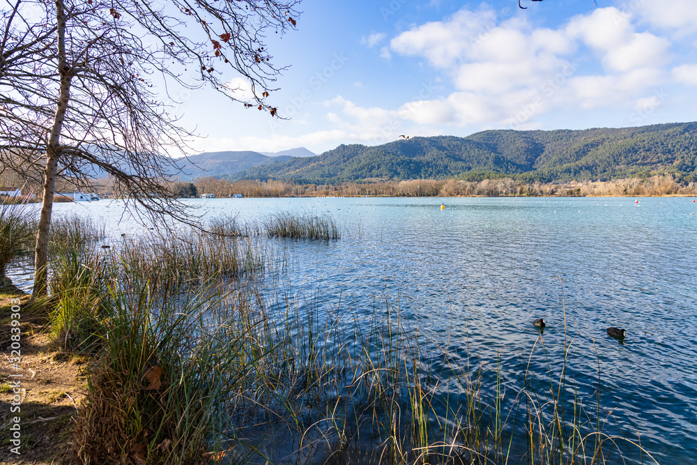 View of Lake Banyoles from the Nautical Club, Catalonia, Spain View of Lake Banyoles from the Nautical Club, Catalonia, Spain