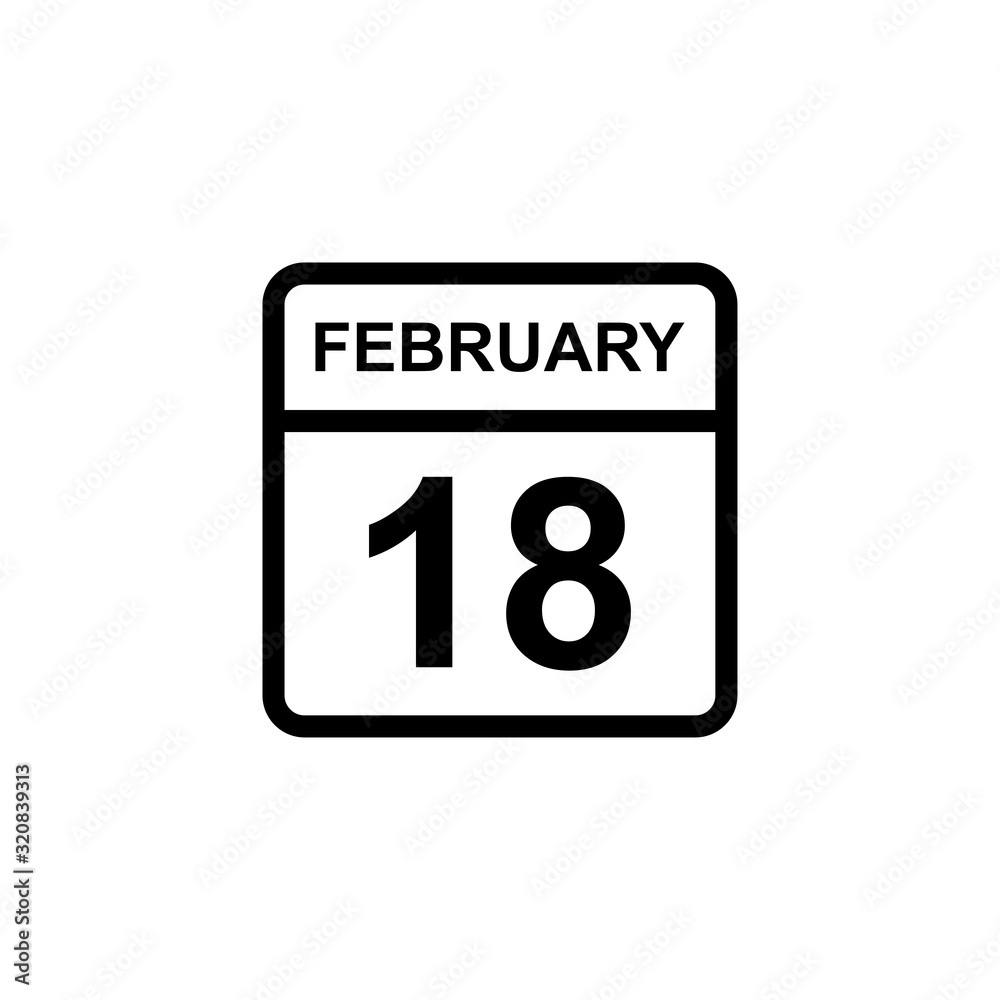 calendar - February 18 icon illustration isolated vector sign symbol calendar - February 18 icon illustration isolated vector sign symbol