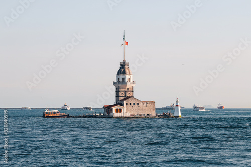Maiden tower in the Bosphorus Strait, view from the water, Istanbul. Turkey, Istanbul, may 2019 © SERGEY