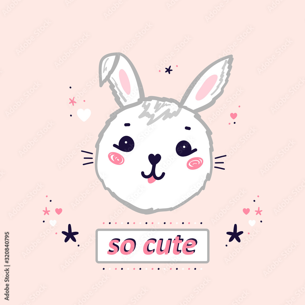 Cute Bunny with Stars, Hearts and Cute Bunny with Stars, Hearts and