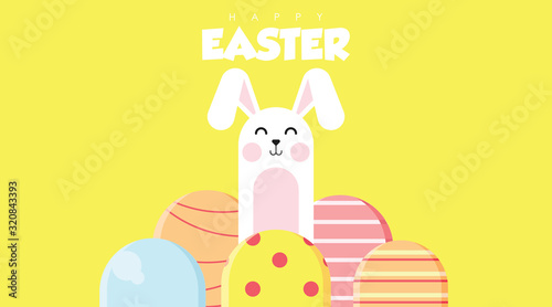 Flat happy easter day background illustration