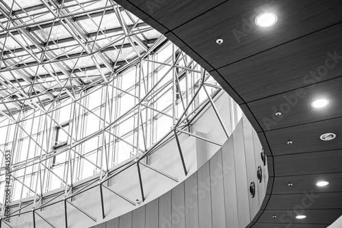 ceiling of a large building