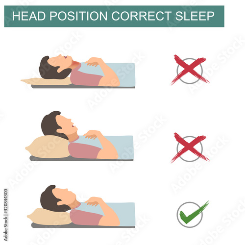 comparison vector of head position how correct sleep on pillow
