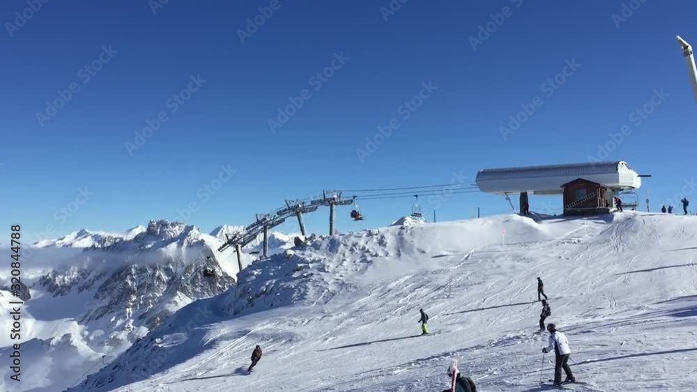 Nature and people on ski slopes at courchevel resort in France Nature and people on ski slopes at courchevel resort in France