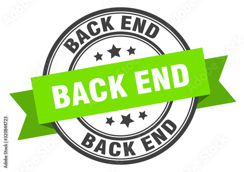 back end label. back endround band sign. back end stamp
