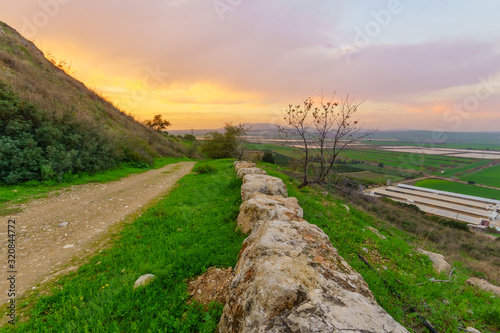 Sunset view of the eastern part of the Jezreel Valley photo