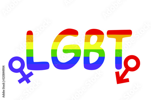 The word LGBT vector. LGBT word painted in rainbow colors.