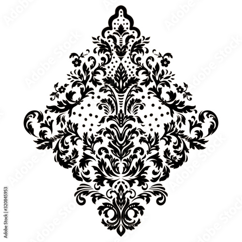Vector damask element. Isolated damask central illistration. Classical luxury old fashioned damask ornament, royal victorian texture for wallpapers, textile, wrapping