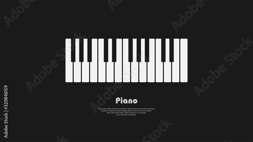 Music black background with piano keys. 
