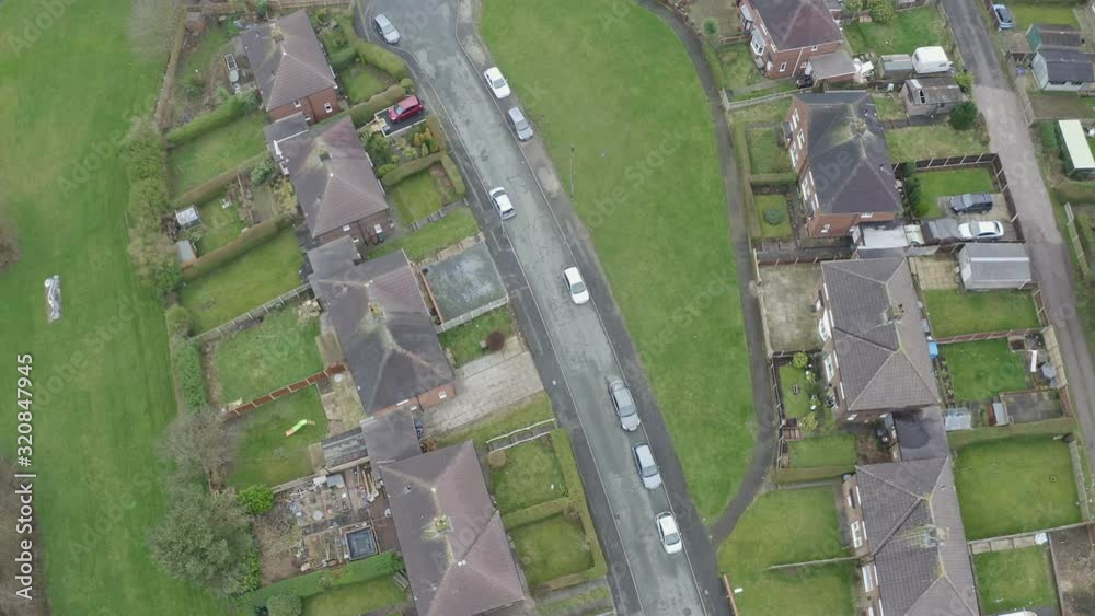 Overhead view of a council housing estate in Kidsgrove Stoke on Trent