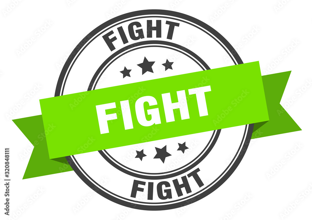 fight label. fightround band sign. fight stamp