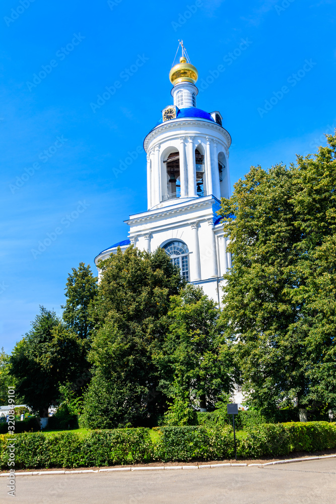 Fototapeta premium Bell tower of Bogolyubovo convent in Vladimir oblast, Russia
