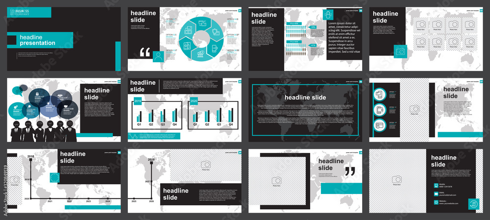 Business presentation design templates elements on a white background. Vector infographics. Use for Presentation, flyer and leaflet, corporate report, marketing, advertising, annual report, banner.