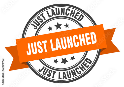 just launched label. just launchedround band sign. just launched stamp