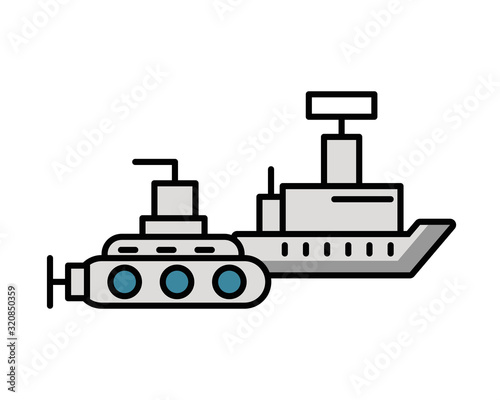 submarine military force with ship