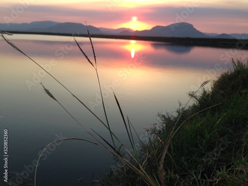 sunset over lake