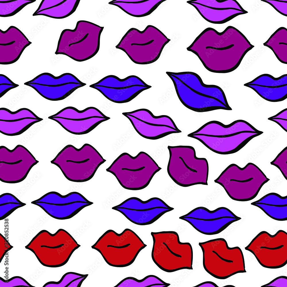 Vector image.Close-up abstract female lips.Design for greeting card, wrapping paper, backgrounds, clothes print. Vector image.Close-up abstract female lips.Design for greeting card, wrapping paper, backgrounds, clothes print.