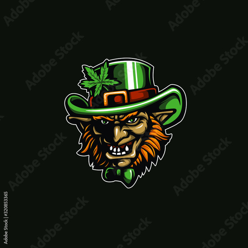 Leprechaun Head smile mascot logo