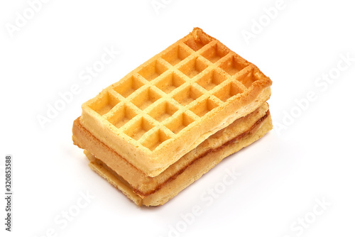 Traditional American Waffles, isolated on white background
