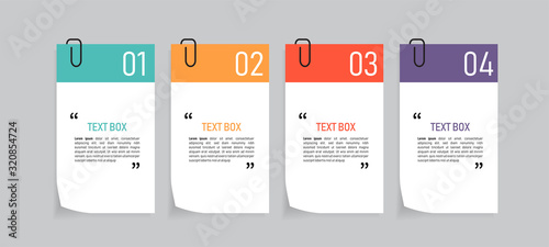 Text box design with note papers.