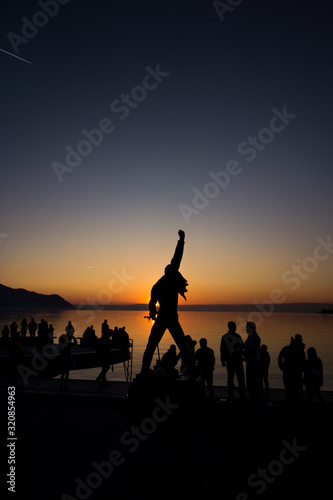 Obraz na płótnie Freddie Mercury Statue Sunset Montreux