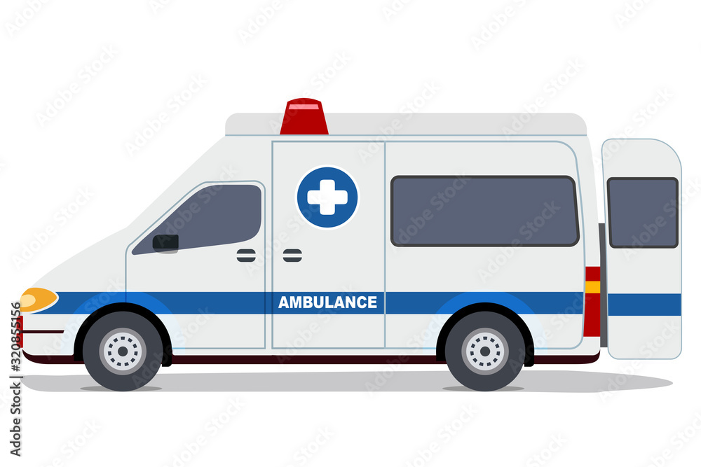 Ambulance Emergency Car with open the back door vector isolate Ambulance Emergency Car with open the back door vector isolate