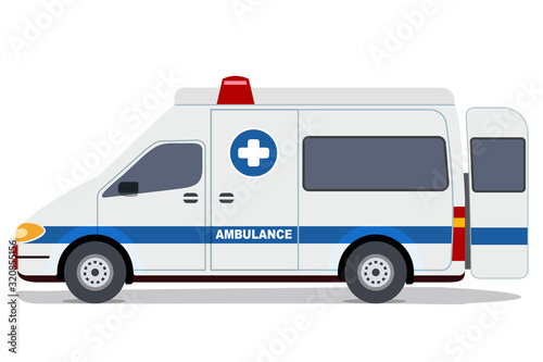 Ambulance Emergency Car with open the back door vector isolate