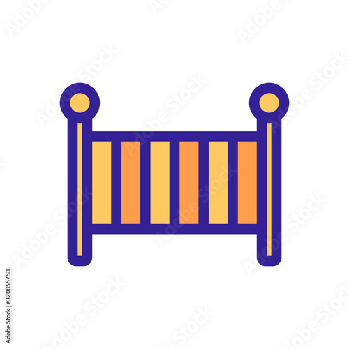 Baby bed icon vector. A thin line sign. Isolated contour symbol illustration