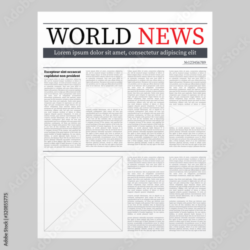 Vector mock up of a blank daily newspaper. Fully editable whole newspaper in clipping mask. Vector illustration.