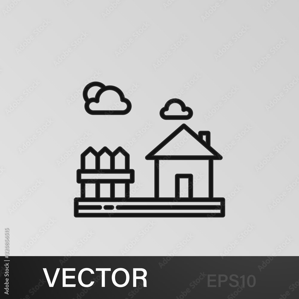 House, fences, nature outline icon. Element of landscapes illustration. Signs and symbols outline icon can be used for web, logo, mobile app, UI, UX House, fences, nature outline icon. Element of landscapes illustration. Signs and symbols outline icon can be used for web, logo, mobile app, UI, UX