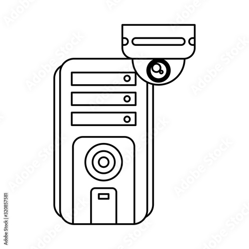 computer desktop tower with cctv camera