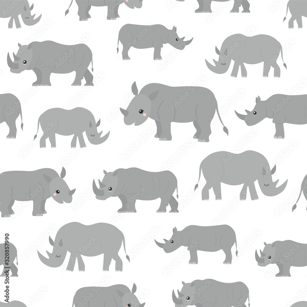 Seamless pattern vector of cute rhino. Seamless pattern vector of cute rhino.
