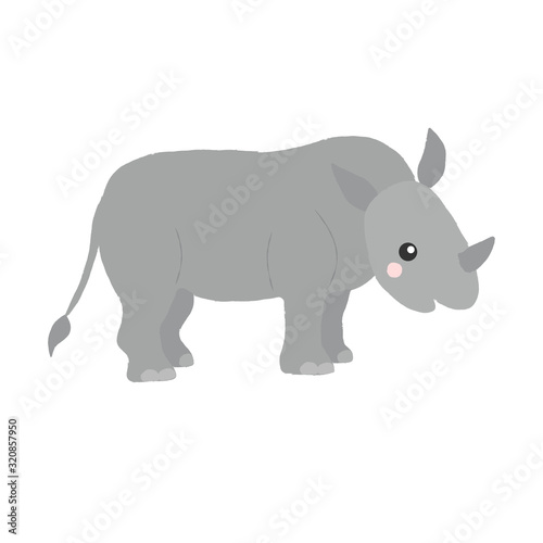 Vector illustration of a cute rhino. © MinimoleStudio