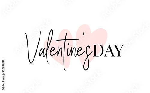 Valentines Day romantic greeting card, typography poster with text and hearts. Happy Valentine's Day hand drawn brush lettering. Happy Valentine's Day on white background