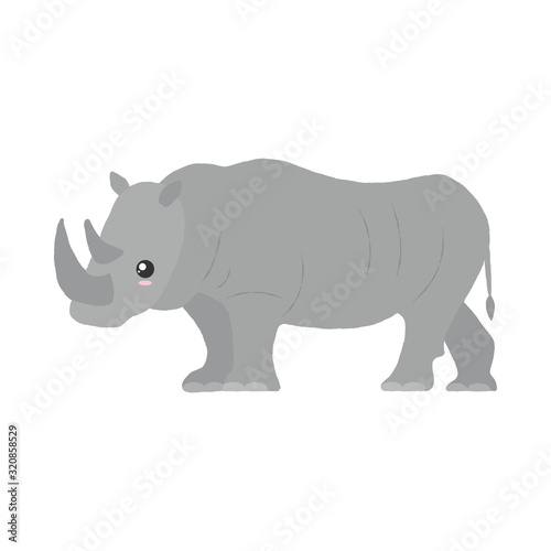 Vector illustration of a cute rhino. © MinimoleStudio