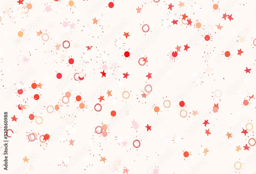 Light Red vector layout with stars, suns.