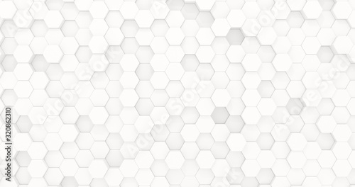 Hexagons in the form of honeycombs for presentations, website design. Abstract geometric unobtrusive background - 3d render. Illustration for technology, medecine, advertising.