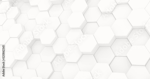 Hexagons in the form of honeycombs for presentations  website design. Abstract geometric unobtrusive background - 3d render. Illustration for technology  medecine  advertising.