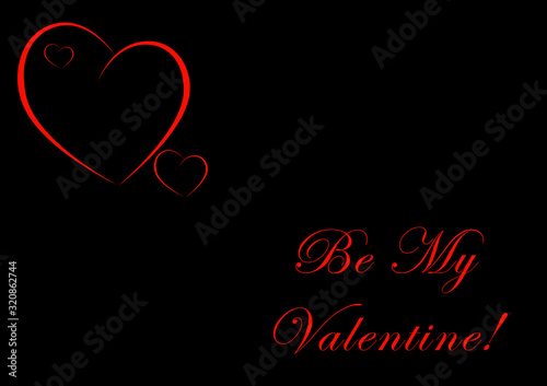 It's Valentine's Day time! Red hearts and messages for Valentine's Day on a black background.