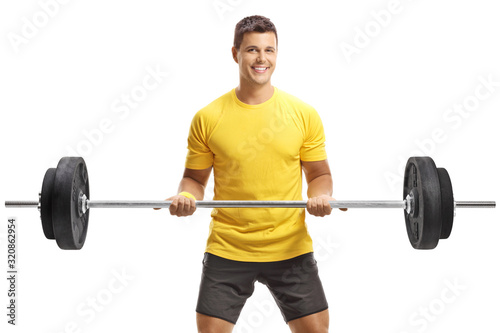Man exercising weightlifting