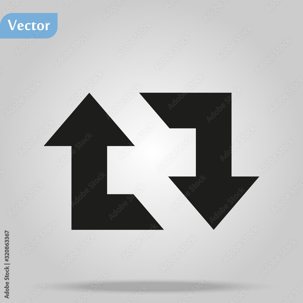 Arrow retweet icon flat design illlustration on white background Arrow retweet icon flat design illlustration on white background