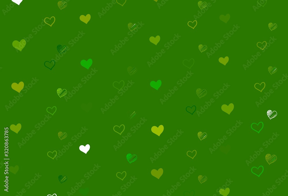 Light Green, Yellow vector texture with lovely hearts.