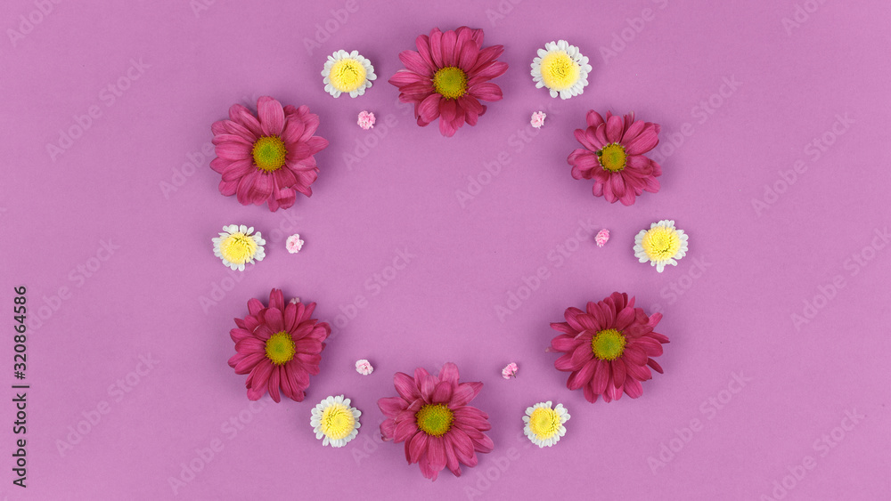 Chamomile flowers in a circle Decorative. Chamomile flowers in a circle Decorative.