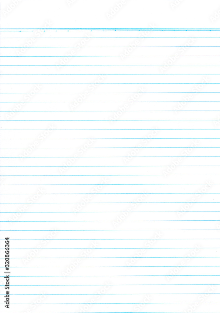Sheet of looseleaf paper,detailed lined paper texture, isolated, school exercise book Sheet of looseleaf paper,detailed lined paper texture, isolated, school exercise book