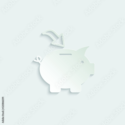 paper Money icon. Piggy bank - saving money icon