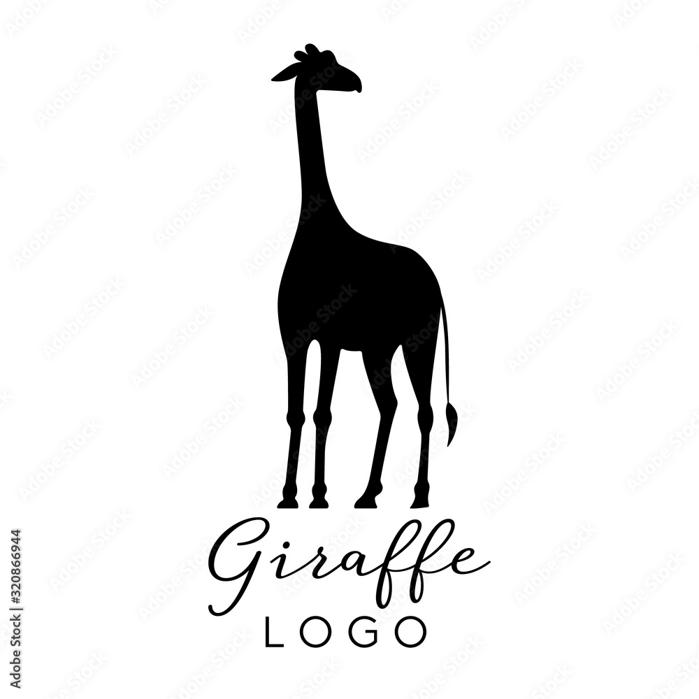 Vector illustration of a simple giraffe logo design concept. Vector illustration of a simple giraffe logo design concept.