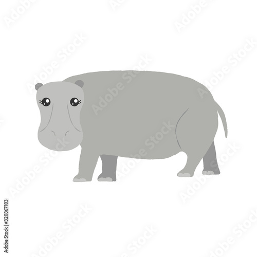 Vector illustration of a cute hippo. © MinimoleStudio