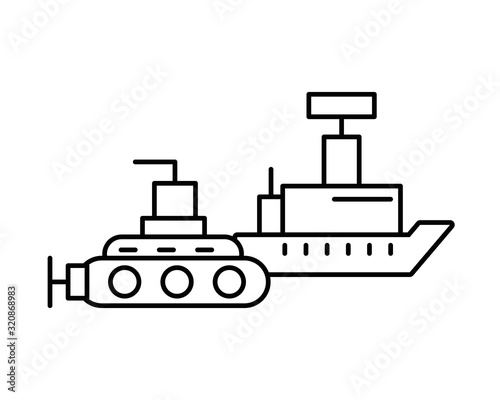 submarine military force with ship